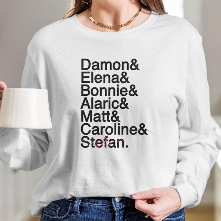 Damon Elena Bonnie Alaric Matt Caroline Stefan Long Sleeve T-Shirt Gifts for Her