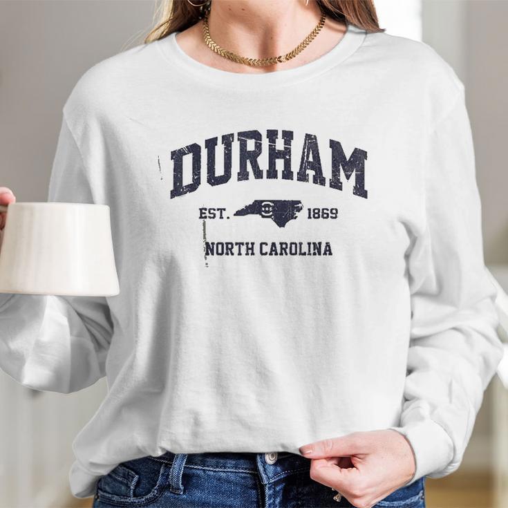 Durham North Carolina Nc Usa Vintage State Athletic Style Long Sleeve T-Shirt Gifts for Her