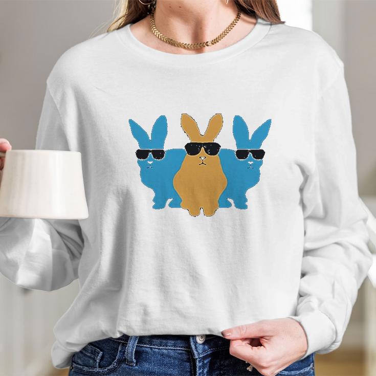 Easter Bunny Hip Trio Bunnies Funny Gift For Easter Kids Long Sleeve T-Shirt Gifts for Her