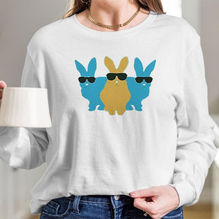 Easter Bunny Hip Trio Bunnies Funny Gift Long Sleeve T-Shirt Gifts for Her