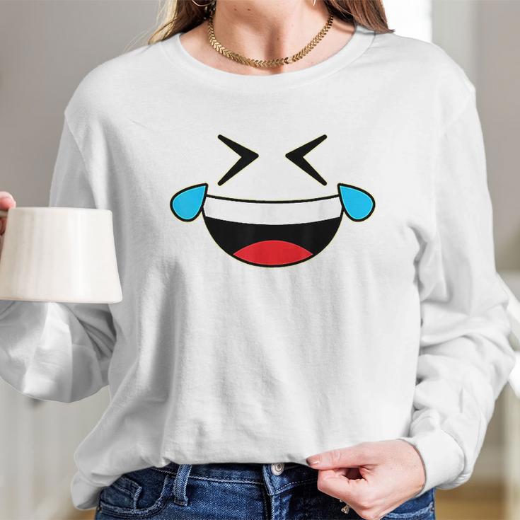 Emojis Costume Crying Laughing Emoticon Tears Long Sleeve T-Shirt Gifts for Her