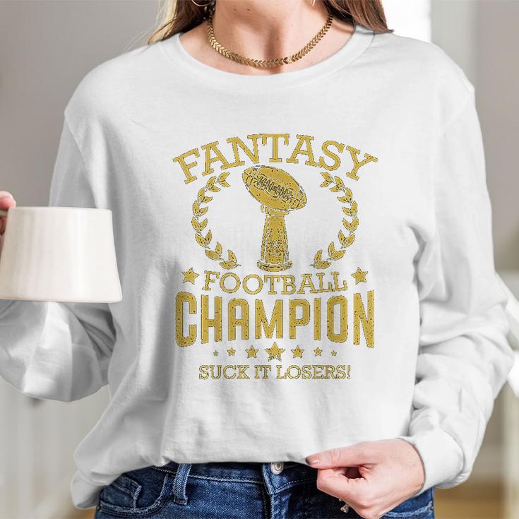 Fantasy Football Champion Long Sleeve T-Shirt Gifts for Her