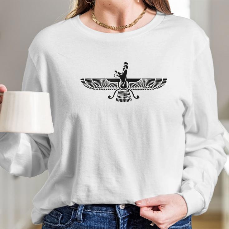 Faravahar Symbol Higher Spirit Zarathustra Long Sleeve T-Shirt Gifts for Her