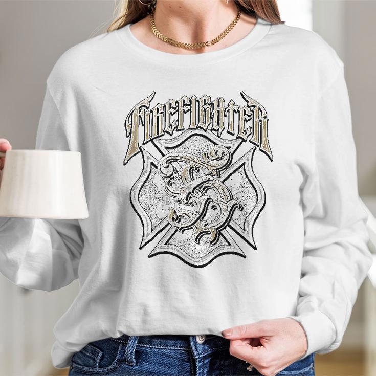 Firefighter Logo Long Sleeve T-Shirt Gifts for Her