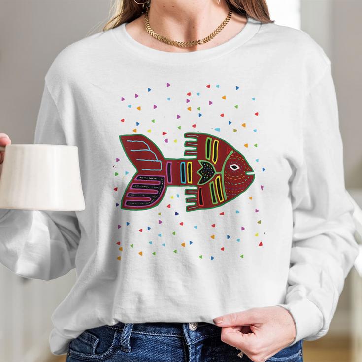 Fish Inspired By Kuna Artwork Of PanamaLong Sleeve T-Shirt Gifts for Her