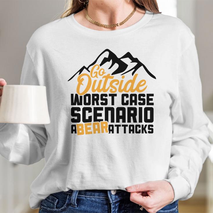 Funny Camping Go Outside Worst Case Bear Attacks Long Sleeve T-Shirt Gifts for Her