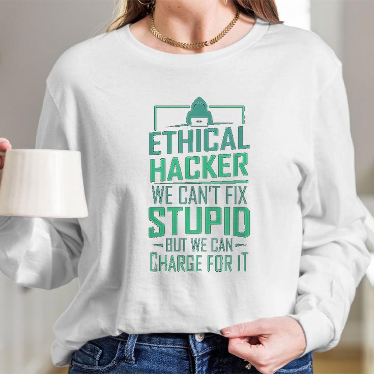 Funny Computer Hacker Cybersecurity Ethical Hacker Code Gift Long Sleeve T-Shirt Gifts for Her