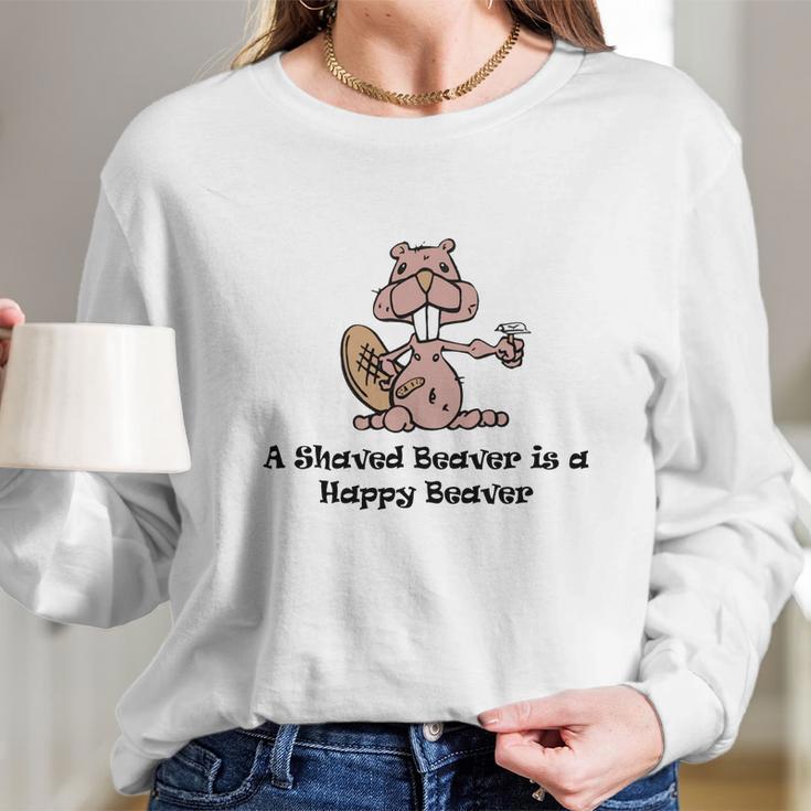 Funny Shaved Beaver Shirt 1 Long Sleeve T-Shirt Gifts for Her