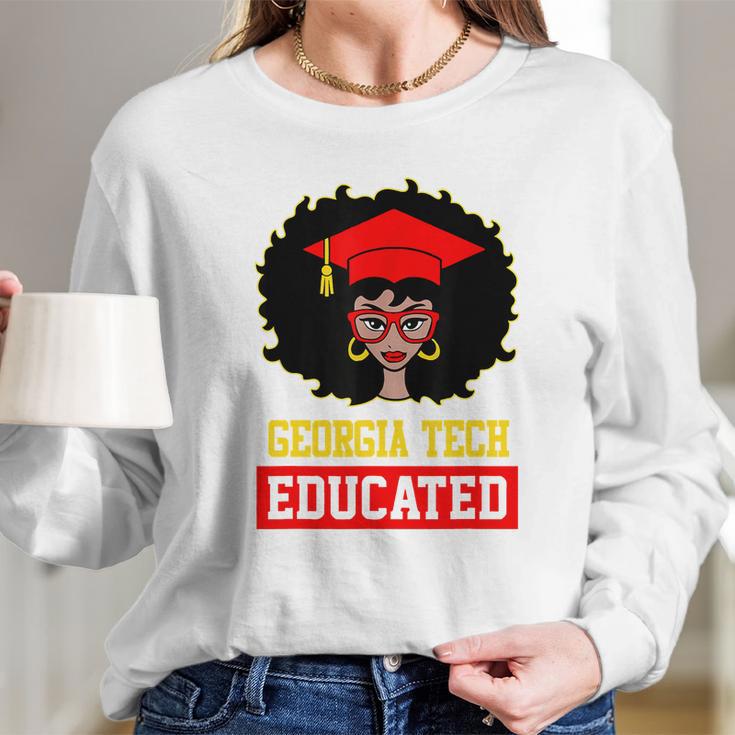 Georgia Tech Educated Black Girl Graduate University Black History Month Proud Black Gift Long Sleeve T-Shirt Gifts for Her