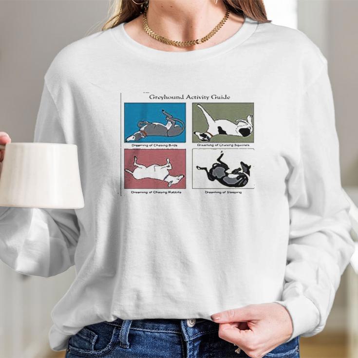 Greyhound Activity Guide Ash Grey Long Sleeve T-Shirt Gifts for Her