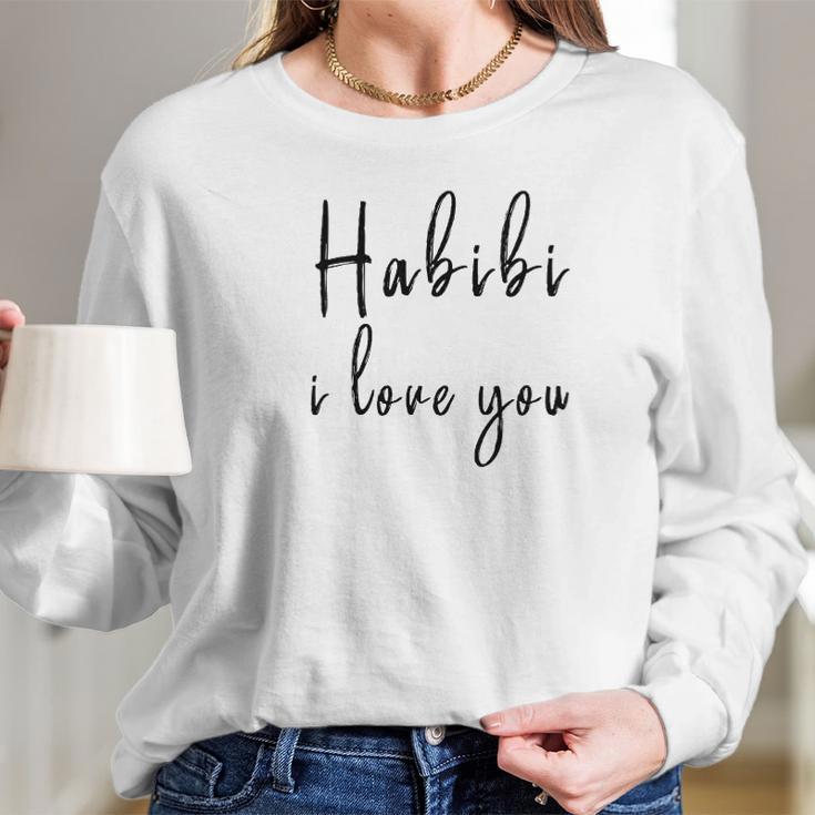 Habibi I Love You Honeymoon Calligraphy Long Sleeve T-Shirt Gifts for Her