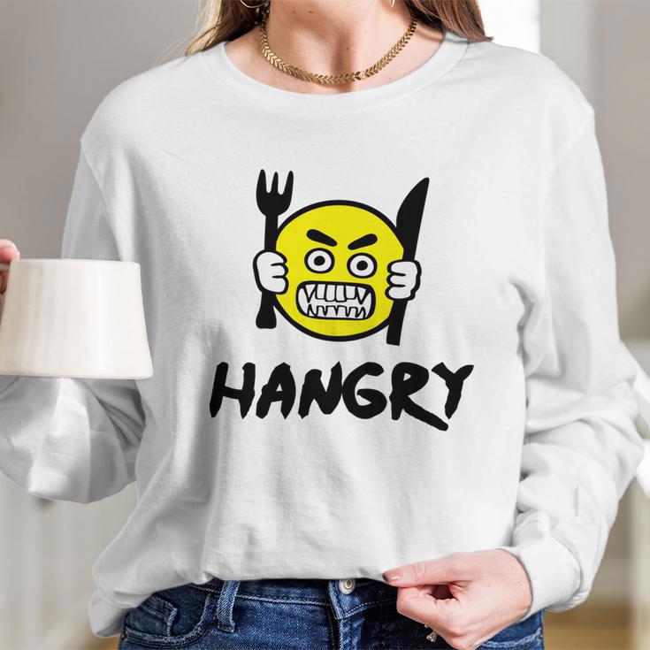 Hangry Emoji Long Sleeve T-Shirt Gifts for Her