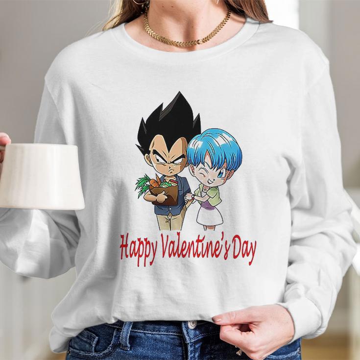 Happy Valentine Day Vegeta And Bulma Couple Long Sleeve T-Shirt Gifts for Her