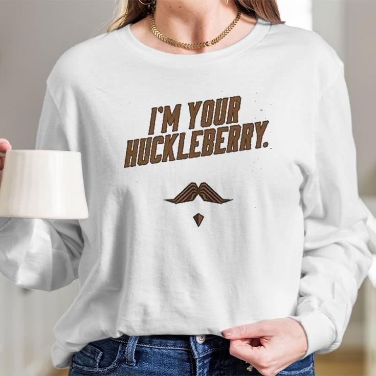 Im Your Huckleberry Western Quote Funny Vintage Gray Long Sleeve T-Shirt Gifts for Her