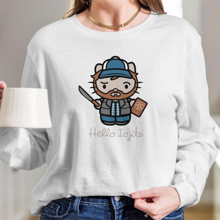 Idjits Supernatural Bobby Singer Idjits Tv Show Demon Hunte Long Sleeve T-Shirt Gifts for Her