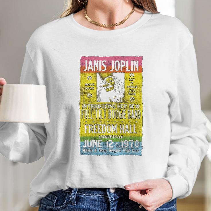 Janis Joplin Freedom Hall Poster Fitted Jersey Long Sleeve T-Shirt Gifts for Her