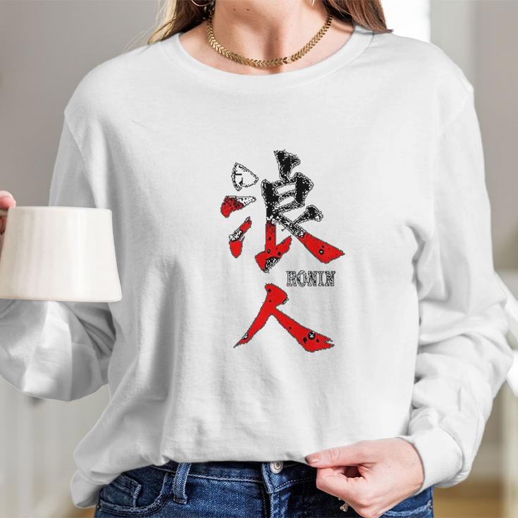 Japanese Ronin Kanji Long Sleeve T-Shirt Gifts for Her