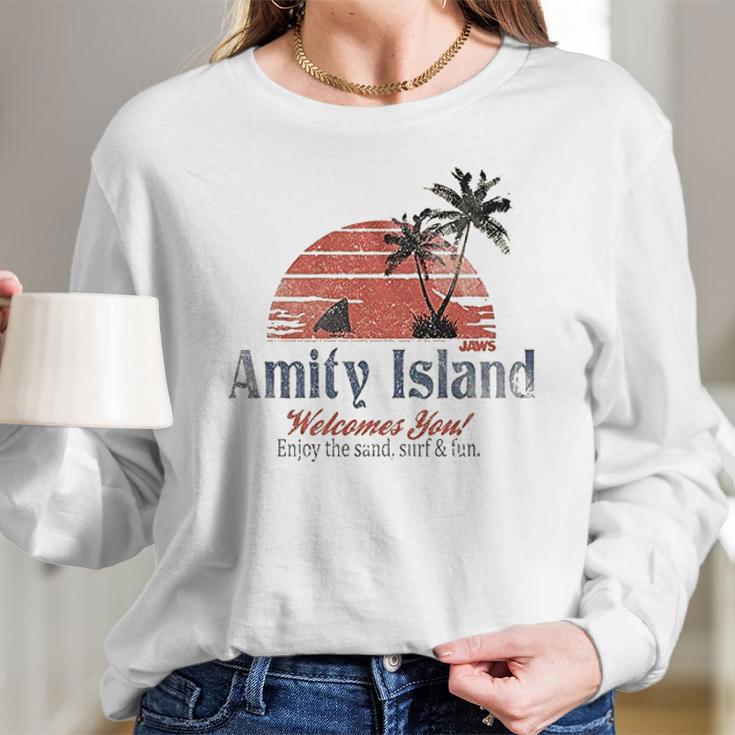 Jaws Amity Island Welcomes You Natural Long Sleeve T-Shirt Gifts for Her