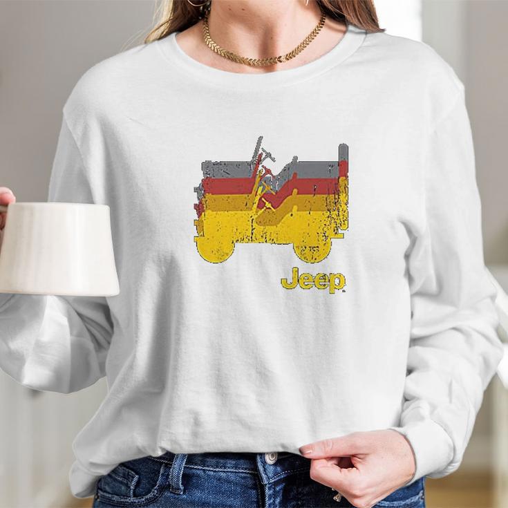 Jeep Willys Repeating Profile Long Sleeve T-Shirt Gifts for Her