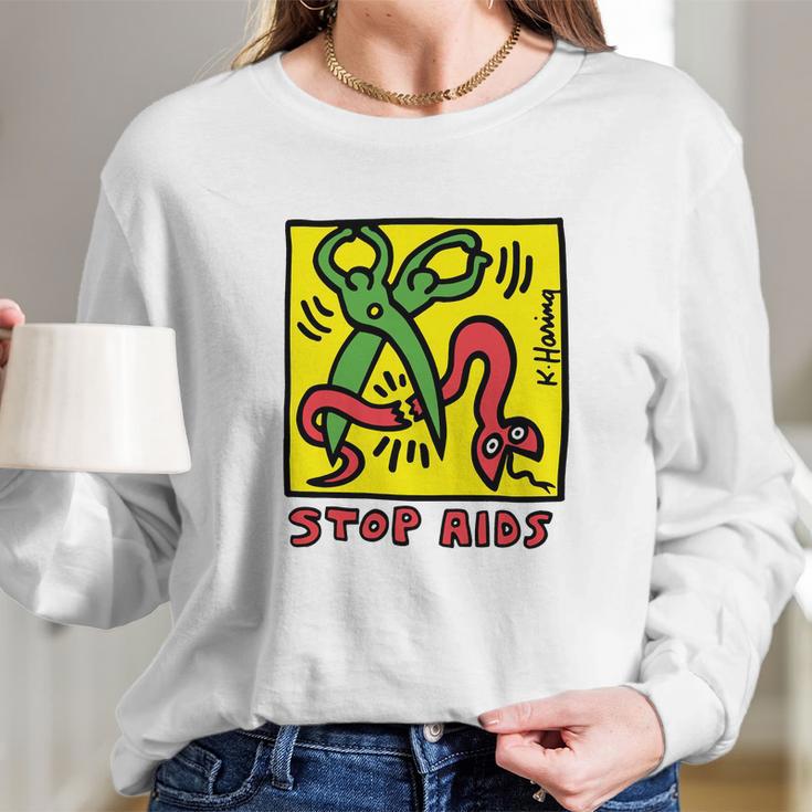 Keith Haring Stop Aids Long Sleeve T-Shirt Gifts for Her