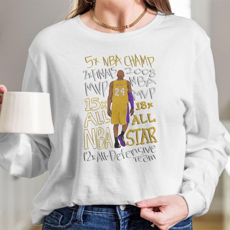 Kobe Bryant Accolades T-Shirt Long Sleeve T-Shirt Gifts for Her