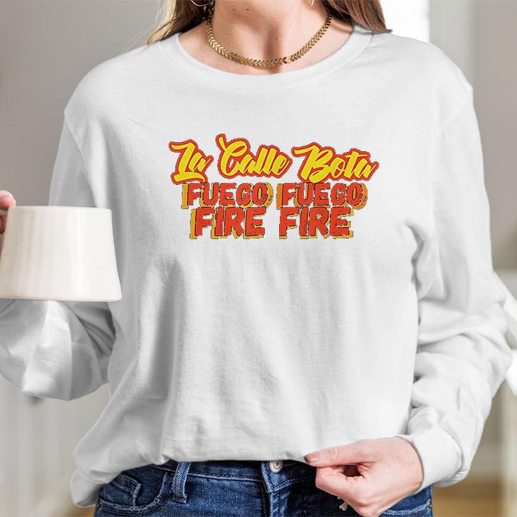 La Calle Bota Fuego Fire La Romana Dembow Trap Bunny Long Sleeve T-Shirt Gifts for Her