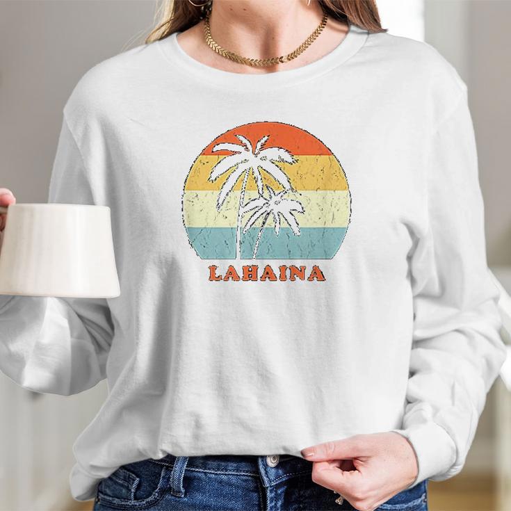 Lahaina Maui Vintage Sun Surf Throwback Vacation Long Sleeve T-Shirt Gifts for Her