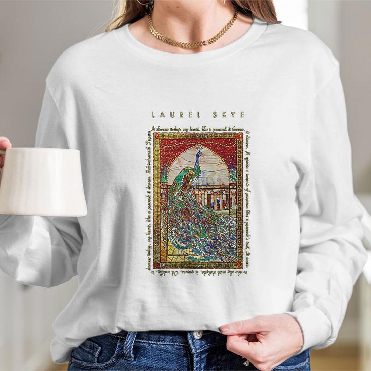 Laurel Skye Peacock Mosaic Art Long Sleeve T-Shirt Gifts for Her