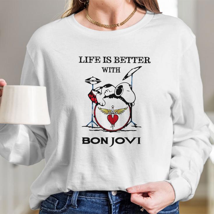 Life Is Better With Bon Jovi Snoopy Rock Band Long Sleeve T-Shirt Gifts for Her