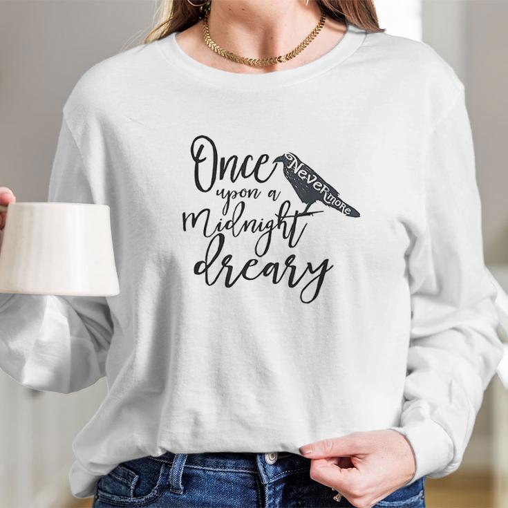 Literary Gift Edgar Allan Poe Nevermore Raven Long Sleeve T-Shirt Gifts for Her