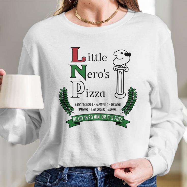 Little Neros Pizza White Tee T-Shirt Long Sleeve T-Shirt Gifts for Her