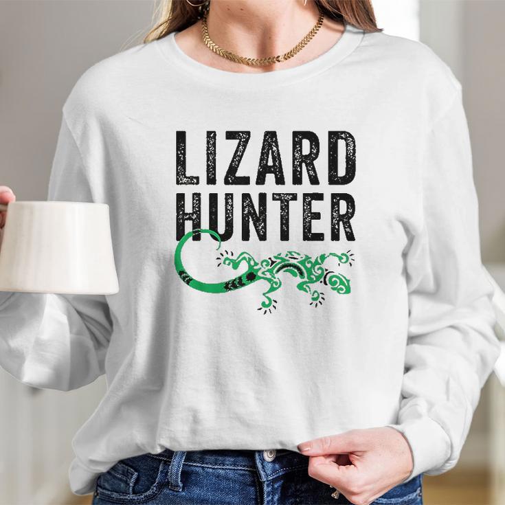 Lizard Hunter Funny Gecko Reptile Lover Kids Gift Long Sleeve T-Shirt Gifts for Her