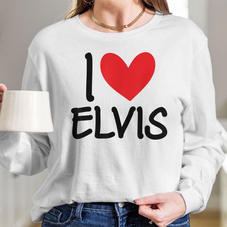 I Love Elvis Name Personalized Men Guy Bff Friend Heart Boys Long Sleeve T-Shirt Gifts for Her