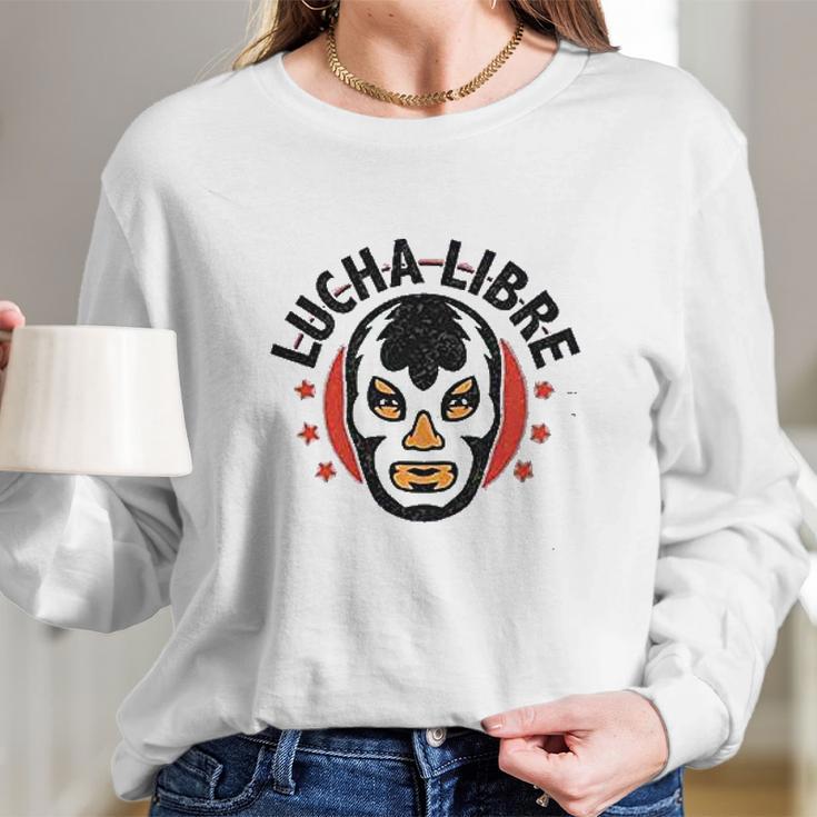 Lucha Libre Retro Mexican Wrestler Long Sleeve T-Shirt Gifts for Her