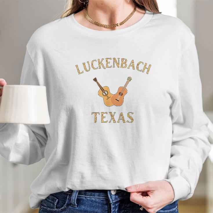 Luckenbach Texas Travel Souvenir Country Music Guitar Long Sleeve T-Shirt Gifts for Her