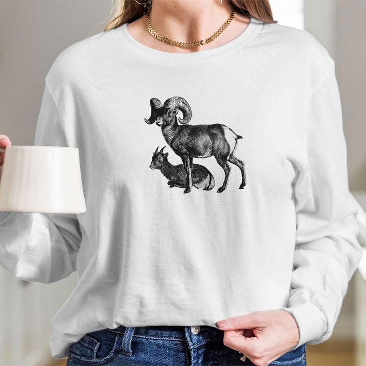 Majestic Bighorn Sheep Print Long Sleeve T-Shirt Gifts for Her