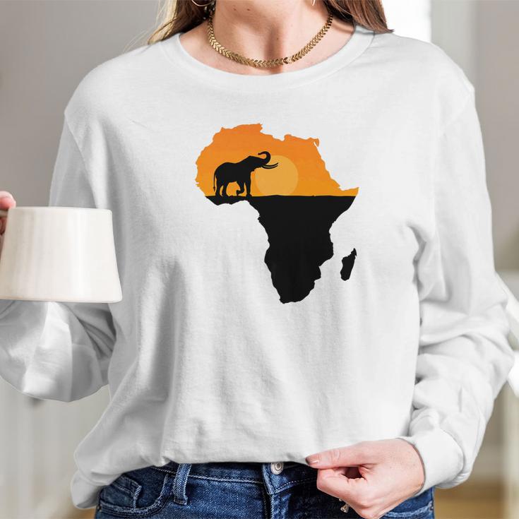 Majestic Elephant Strolling Into The Sun Africa Long Sleeve T-Shirt Gifts for Her