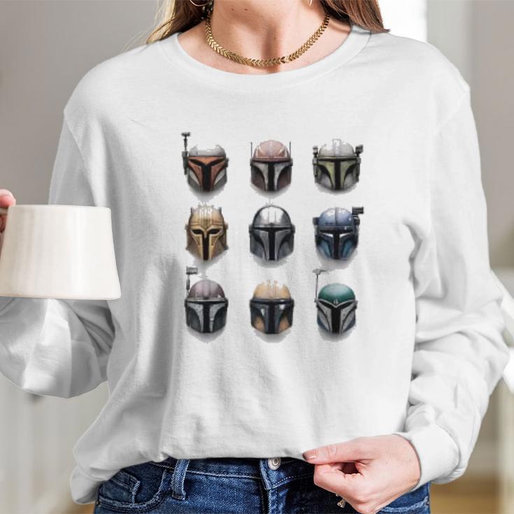 The Mandalorian Battle Worn Helmets Long Sleeve T-Shirt Gifts for Her