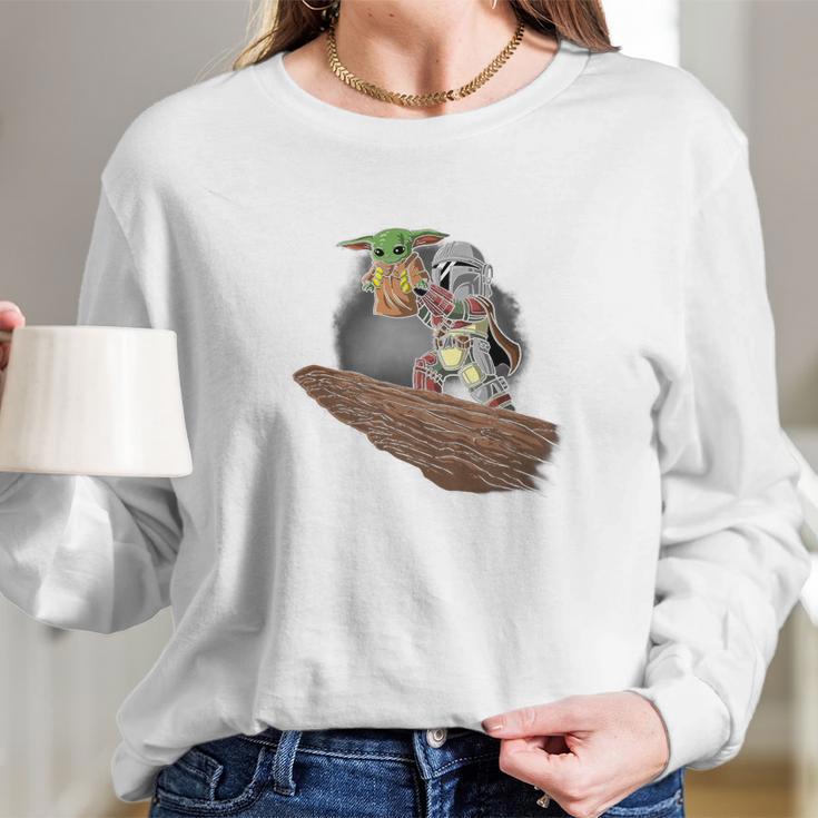 The Mandalorian Boba Fett And Baby Yoda Sweater Long Sleeve T-Shirt Gifts for Her