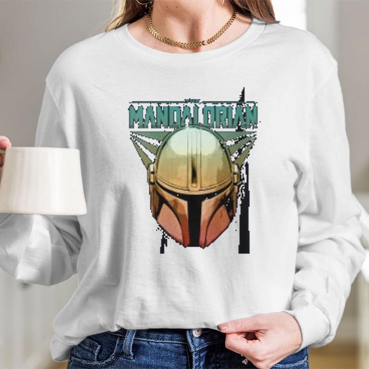 The Mandalorian Gradient Beskar Helmet Long Sleeve T-Shirt Gifts for Her