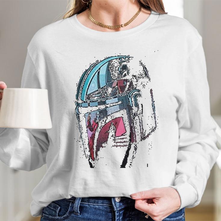 Mandalorian Helmet Reflection Long Sleeve T-Shirt Gifts for Her