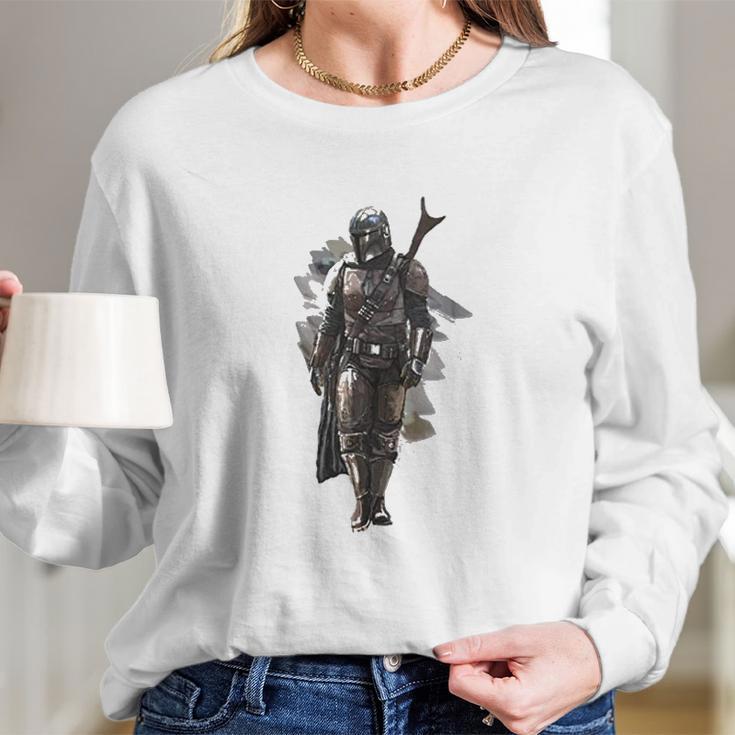 The Mandalorian Motif Long Sleeve T-Shirt Gifts for Her