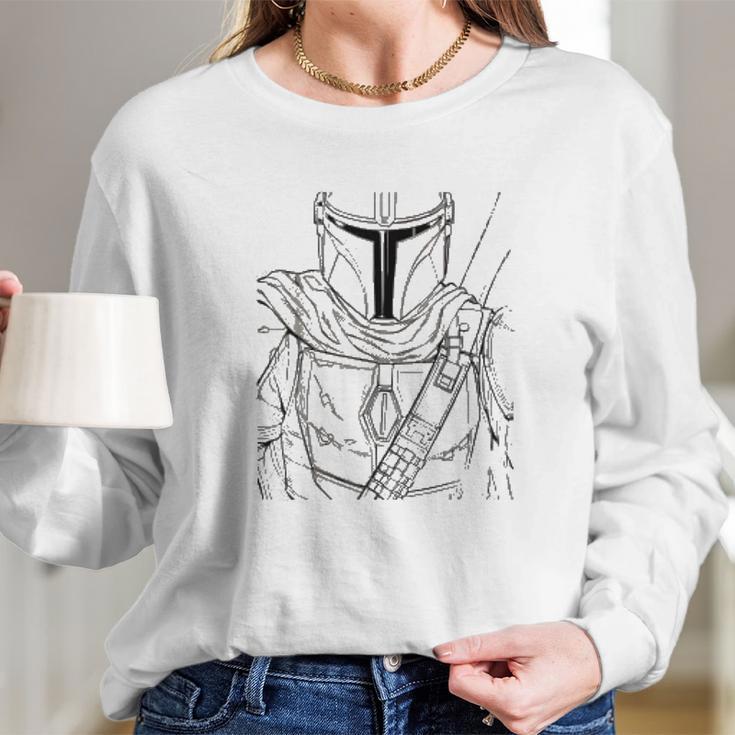 The Mandalorian Muted Warrior Long Sleeve T-Shirt Gifts for Her