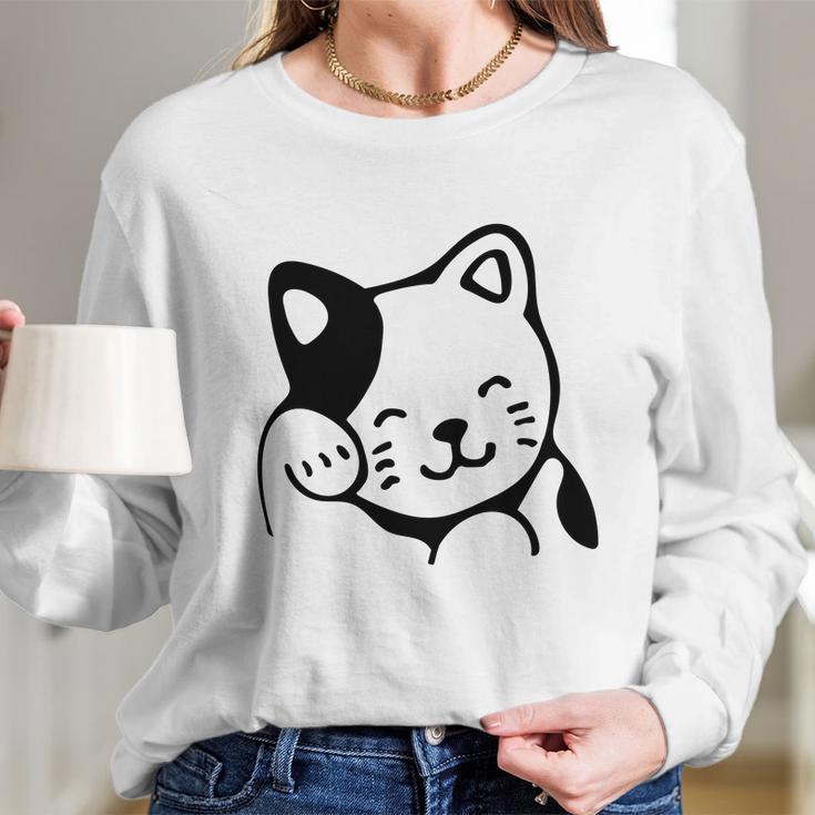 Maneki Neko Shirt Asian Good Luck Cat Long Sleeve T-Shirt Gifts for Her