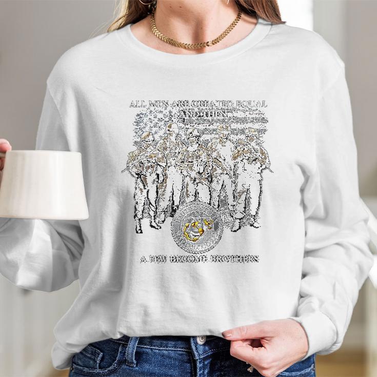 Marine Corps Hooded Usmc Brotherhood Long Sleeve T-Shirt Gifts for Her