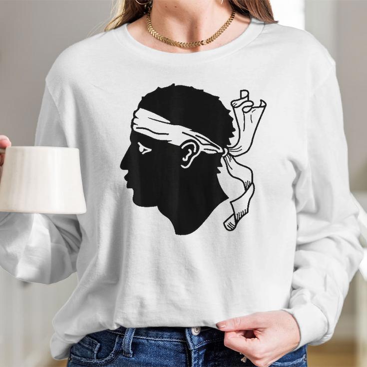 Maure Moors Head Sardinia Corsica Graphic Long Sleeve T-Shirt Gifts for Her