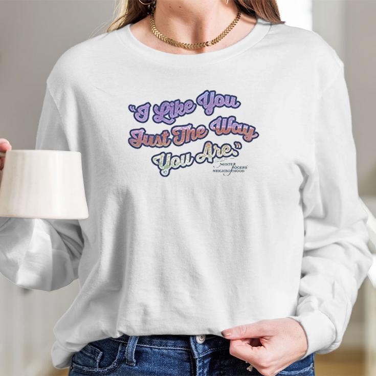 Mister Rogers Just They Way You Are Sheer Fitted Long Sleeve T-Shirt Gifts for Her