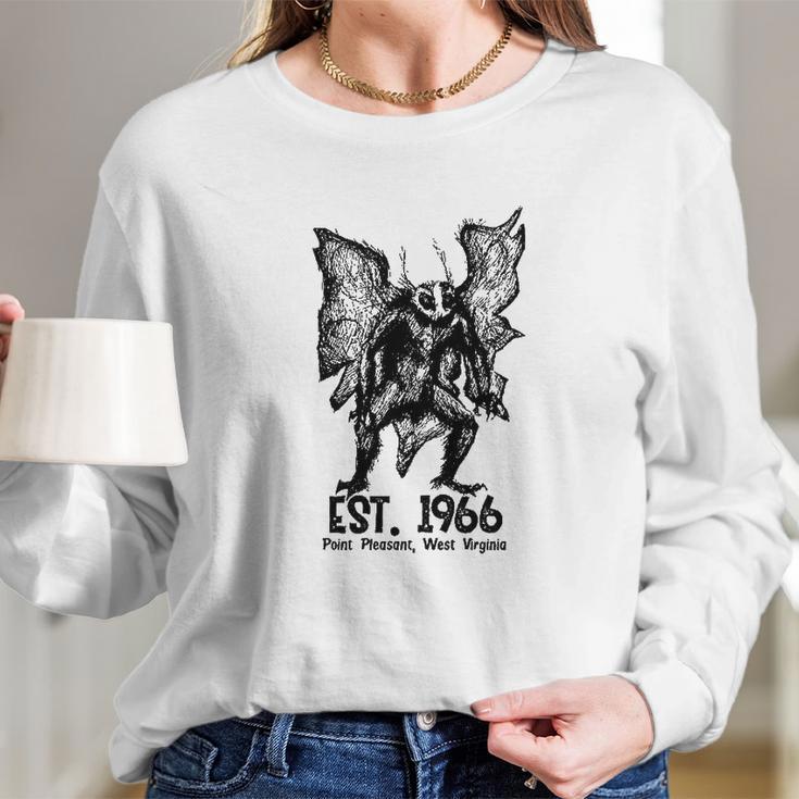 Mothman Est 1966 Point Pleasant West Virginia Red Eye Cryptid Long Sleeve T-Shirt Gifts for Her