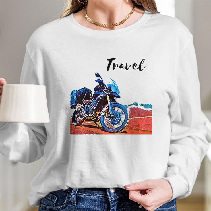 Motorcycle Travel Adventure Photo Art Triumph Moto Bike Long Sleeve T-Shirt Gifts for Her