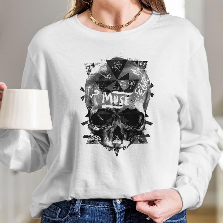 Muse Washed Out Skull The 2Nd Law Tshirt Long Sleeve T-Shirt Gifts for Her